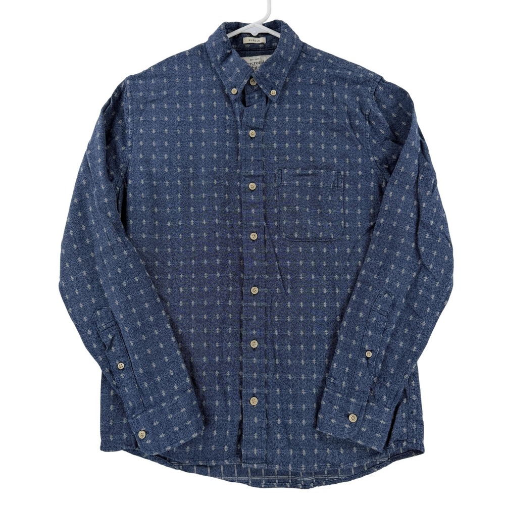 Abercrombie & Fitch Shirt Mens Small Blue Geometric Long Sleeve Muscle Casual